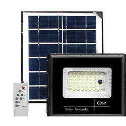 Refletor Painel Solar 60W LED Bateria Recarregável Litio Com Controle Branco Frio IP67