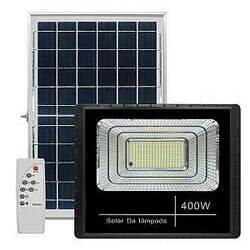 Refletor Painel Solar 400W LED Bateria Litio Recarregável Com Controle Branco Frio IP67