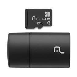 Pen Drive 2 em 1 Leitor USB Cartão de Memória Classe 4 - 8GB Preto Multilaser