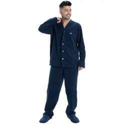 Pijama Masculino Aberto em Microsoft Liso - Marinho