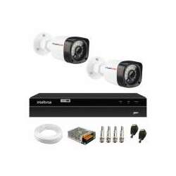 Kit 2 Câmeras de Segurança Full HD 1080p Lite 20 Metros Infravermelho DVR Intelbras HD Cabos e Acessórios