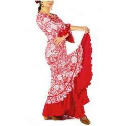 Vestido Flamenco Alicia Vermelho Floral Godê