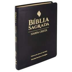 Bíblia Sagrada Letra Grande, Edição com Letras Vermelhas e Harpa Cristã - Capa Preta