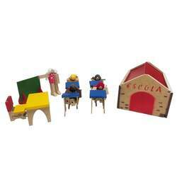 Escola com Acessórios - Madeira - Brinquedos Educativos - 100% artesanal