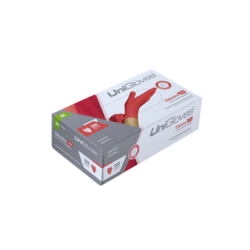 Luva de látex Vermelha Cereja para procedimento (pouco pó) caixa com 100 unidades - Unigloves