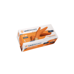 Luva de látex Laranja para procedimento (pouco pó) caixa com 100 unidades - Unigloves