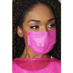 Máscara Descartável Pink com Elástico Color Destak com 50 Unidades