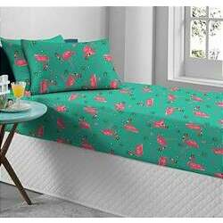 Jogo de Cama Solteiro 2 peças de Malha lençol com elástico Portallar e Fronha Estampado Flamingo