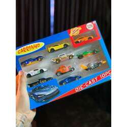 Kit Com 10 Carros Brinquedo Carrinho Especial Laranja Die Cast Toys World Estilo Hot Wheels