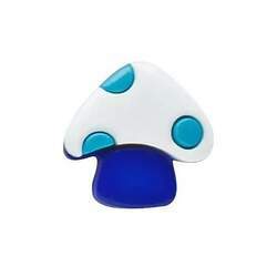 Botão Infantil Cogumelo Branco Azul 12 un