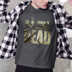 Camiseta Unissex Masculina The Walking Dead (Cinza Chumbo) Camisa Geek - CD
