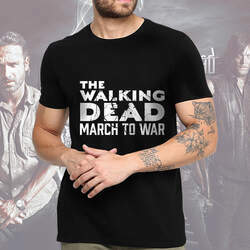 Camiseta Unissex Masculina March To War: The Walking Dead (Preta) Camisa Geek - CD