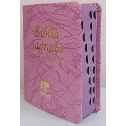 Bíblia média - capa luxo rosa raiz