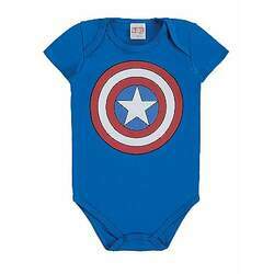 Body para Bebê Marlan Curta Malha Capitão América Marvel