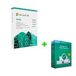 Microsoft 365 Family 6 Usuários (PC e Mac), assinatura anual Antivírus Kaspersky Total Security - Licença p/5 Dispositivos válida por 1 ano