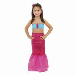Fantasia Infantil Sereia Pink - Tam M(4 a 6 anos) - Anjo Fantasias