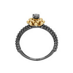 Anel La Belle Classique Ouro Amarelo, Ródio Negro e Diamante Negro