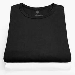Kit 2 Camisetas Básicas Algodão 30 1 Minimalista Essential - Preta e Branca