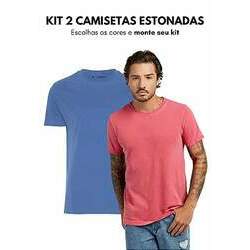 Kit 2 Camisetas Masculinas Estonadas Premium - Escolha as cores