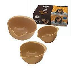 Conjunto 03 Bowls Medidores Cozinha Carol Fiorentino 150/250/400ml Confeitaria Bege Premium