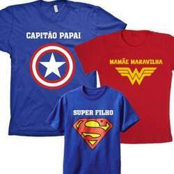 Camisetas Capitão Papai Mamãe Maravilha e Super Filho(a)