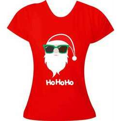 T-Shirt feminina Papai Noel Hohoho