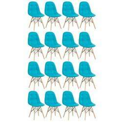 Kit 16 cadeiras estofadas Charles Eames Eiffel Botonê com pés de madeira clara