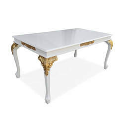 Mesa Luís XV Desmontável Laca Branca Detalhes Ouro Peça Artesanal