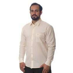 Camisa social palha masculina de microfibra manga longa