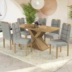 Mesa de Jantar Kappesberg com 6 cadeiras Freijo e Cinza