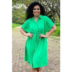 Vestido Chemise Viscose Priscila Verde Plus Size