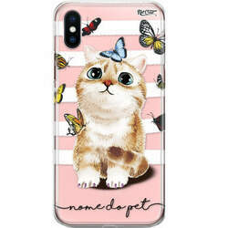 Capa Silicone NetCase Transparente Nome Cat and Butterflies: Petite Cute