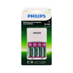 Carregador de Pilhas Philips Bivolt SCB2445NB 4 Pilhas AA