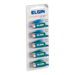 Bateria Alcalina A 23 (cartela Com 5) Pilhas Baterias Elgin 12v A23 Controle Portão Alarme -