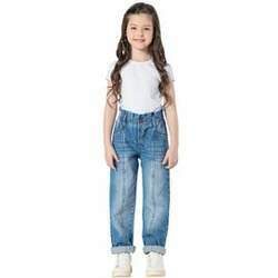 Calça Meninas Jeans Clochard com Costura e Elástico Cintura