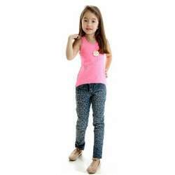 Conjunto Infantil Regata Pink e Calça Jeans Panther