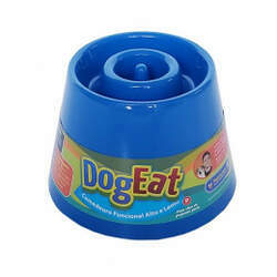 Comedouro Funcional Lento e Alto Azul Dog Eat PetGames para Cães - Tamanho P