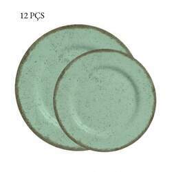 Aparelho de Jantar / jogo pratos 12 pçs Organico Verde Celadon