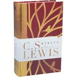 Bíblia C S Lewis NVT Leitura Perfeita Capa Dura Vermelho e Dourado