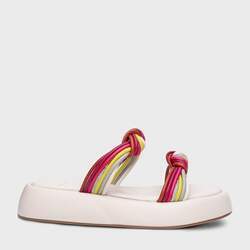 Flat Papete Colorful Knot Couro Off White Lait