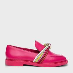 Loafer Colorful Knot Couro Rosa Lipstick