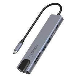 Cabo Adaptador USB-C/Multiportas, 7 em 1, 2x USB-A, HDMI, Cartão SD, Micro SD, RJ45, UCA11, GEONAV