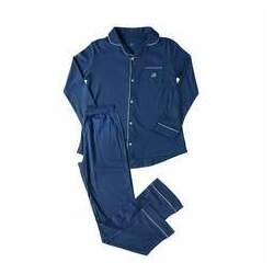Pijama Feminino Pima Clássico Azul Coqueiro - calça e camisa manga longa