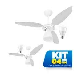 Kit Ventilador de Teto Ventisol Wind Light Transparente c/ 02 Lâmpadas LED 60A 9W Elgin