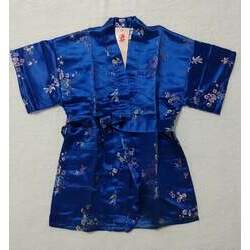 Kimono Infantil Azul Marinho Com Flor de