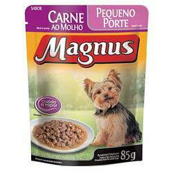 Magnus Sachê para Cães Adultos de Pequeno Porte sabor Carne ao Molho 85g
